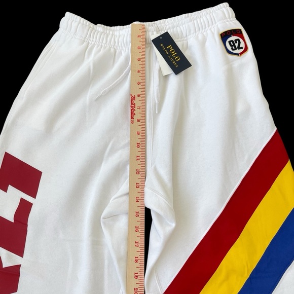 Polo Ralph Lauren Women PRL1 Polo 92 Logo Fleece Jogger White Pants Large $148 - Picture 4 of 9